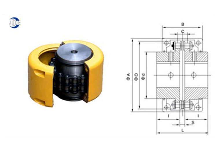 KC 5016 Flexible Roller Chain Shaft Coupling Standard Yellow Color