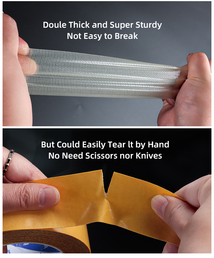 50m Cloth Duct Tape Double Sided Cloth Carpet Seam Tape With Hot Melt Adhesive Edge