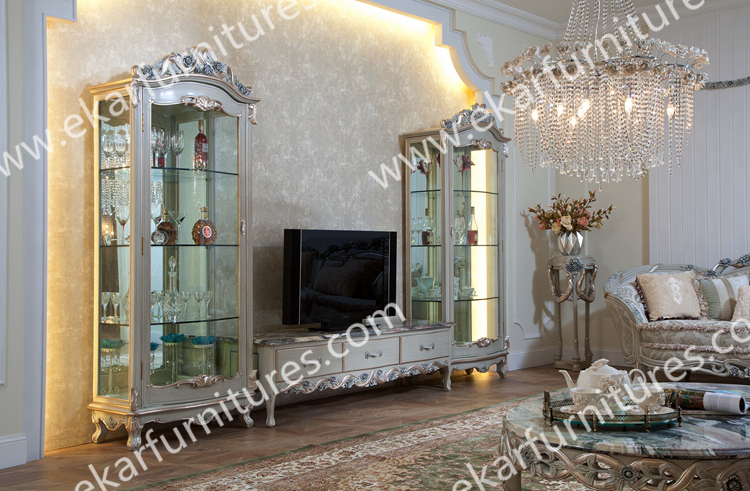 Antique Marble Top TV Stand Classic wooden cupboard designs modern living room cabinet