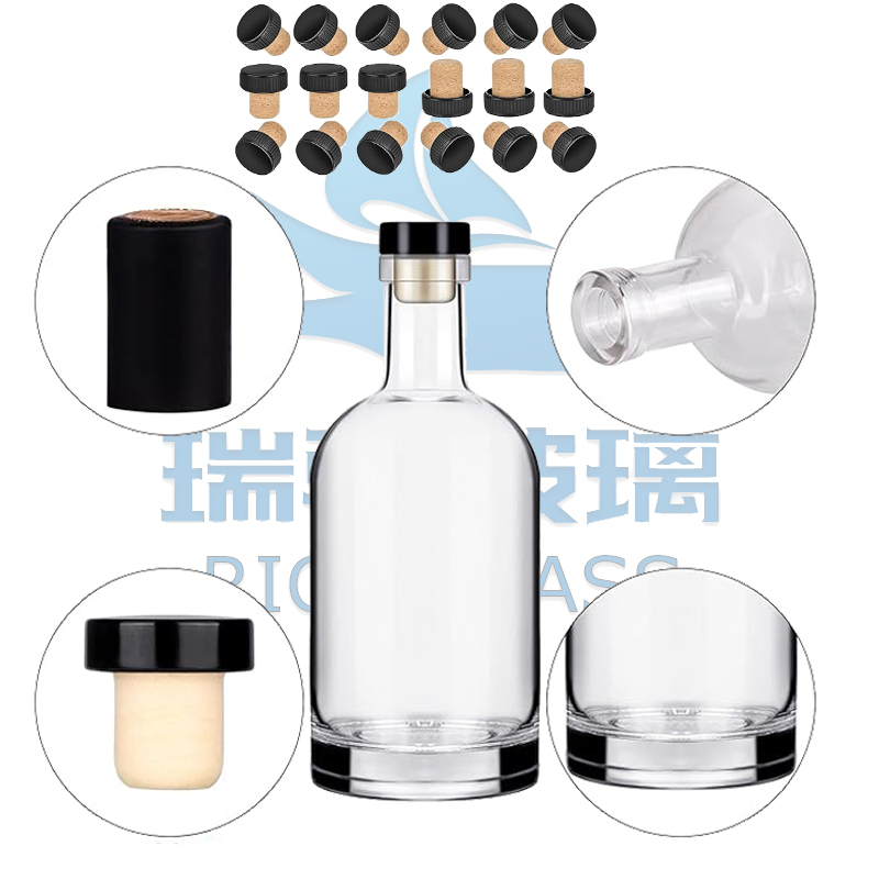 Custom Clear Bottle 375ml 500ml 700ml 750ml for Wine Whiskey Brandy Vodka Tequila Spirit Liquor