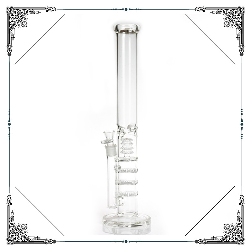 18 Inches Hookahs Straight Tube , Big Triple Honeycomb Perc Glass Tobacco Pipe
