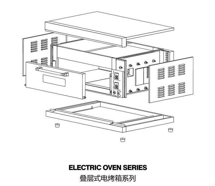 2 Decks 2 Trays Stainless Steel Electric Baking Ovens Laminated-Type Features Energy-Saving Temperature Range 20~300°C