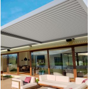 China Motorized Custom Aluminum Louvered Pergola Electric Bioclimatic With LED Side Screen on sale