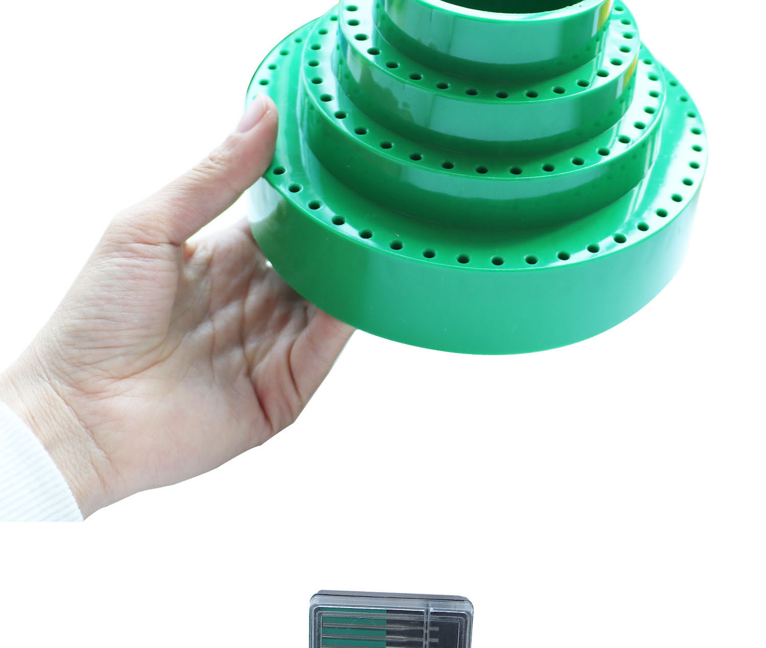 Rotating Round Shape Jewelry Empty Drill Bit Storage Case 170*95mm