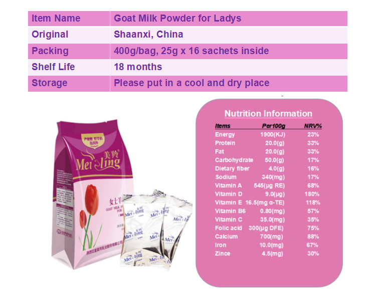 Lady 400gm Dried Anti Aging Sweetened Goat Milk Powder