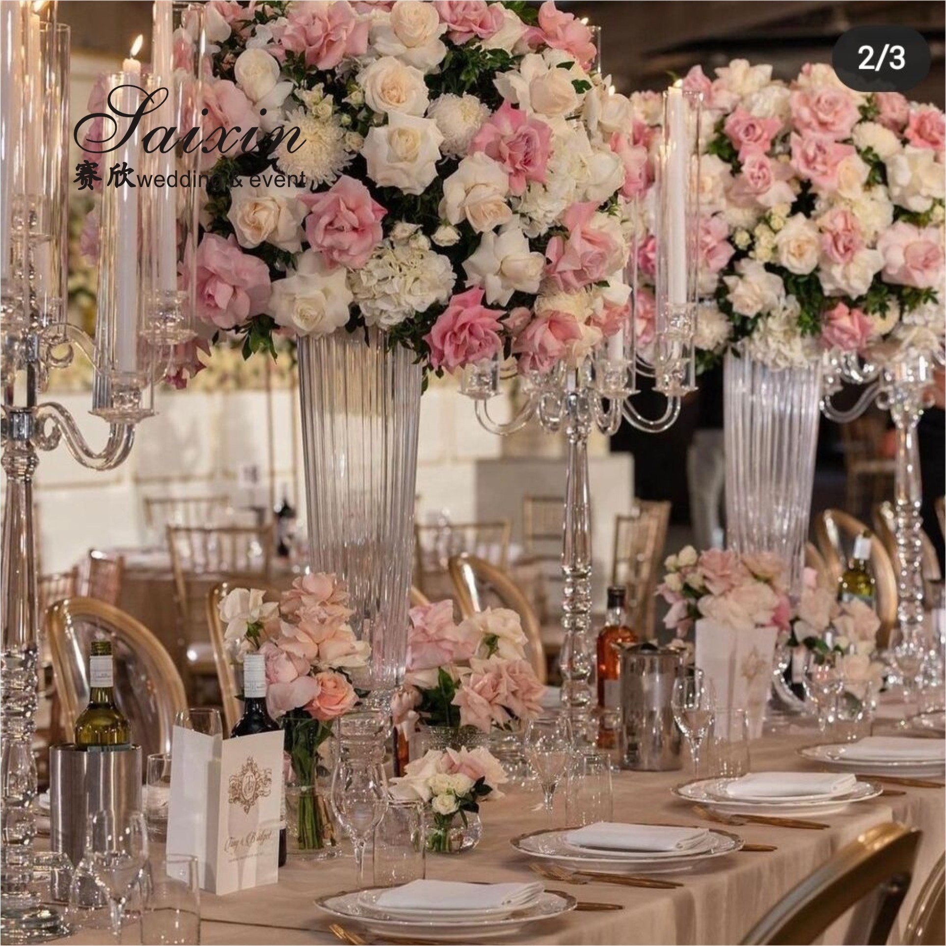 Tall Gold Vases For Wedding Centerpieces Decor 98CM