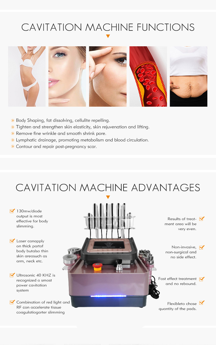 9 In 1 Ultrasound Cavitation Slimming Rf Lipo Laser Fat Burning Cavitation Machine