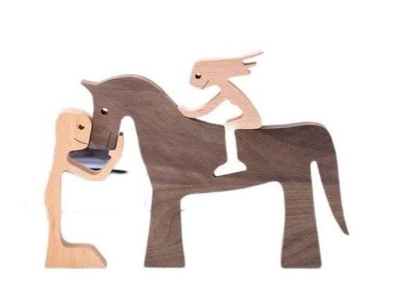 Home Office Wooden Craft Decor Statue Cute Handmade Wooden Figurines Carving