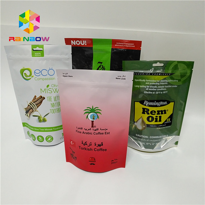 Glossy Material Custom Printed Stand Up Pouches Coffee Bag For Food Packaging