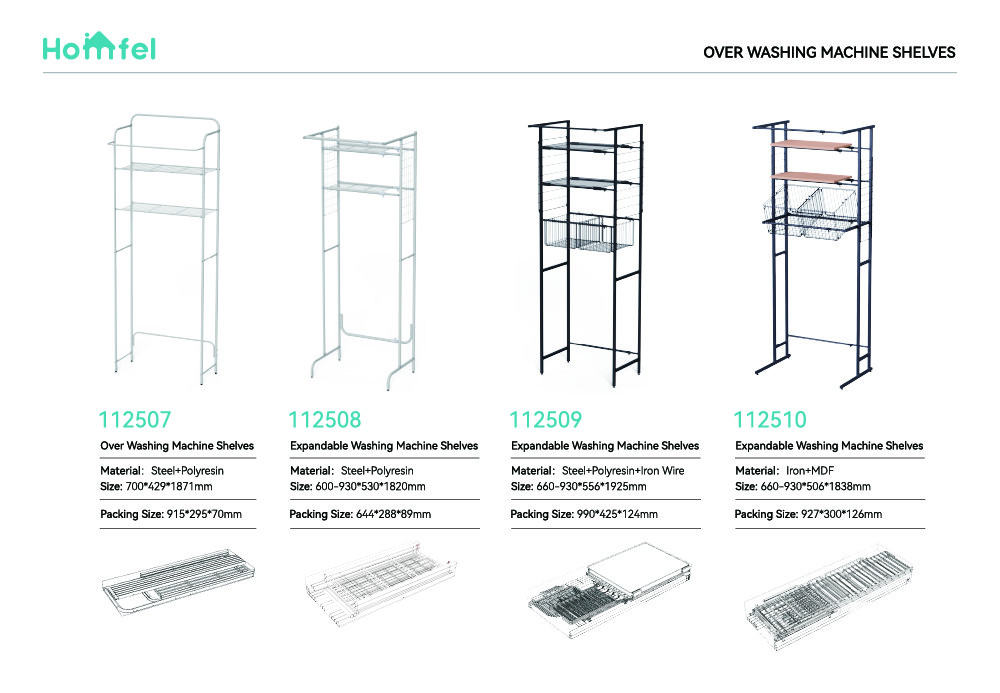 Pull Out Expandable Laundry Room Shelf Over Washing Machine Storage Rack 3-Tier Shelving Units With Rod