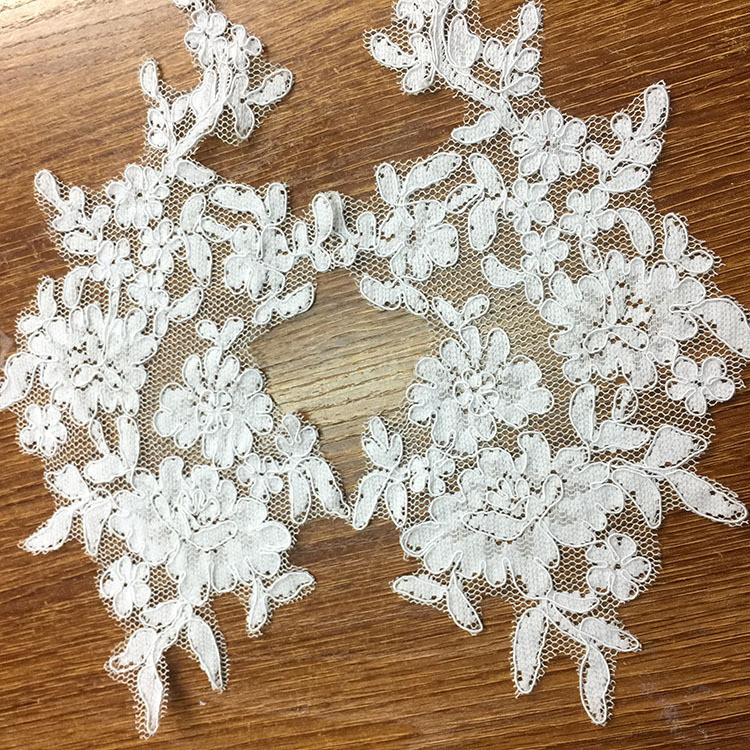 Ivory Venise Cord Lace Applique for Bridal Gown Wedding Dress decoration