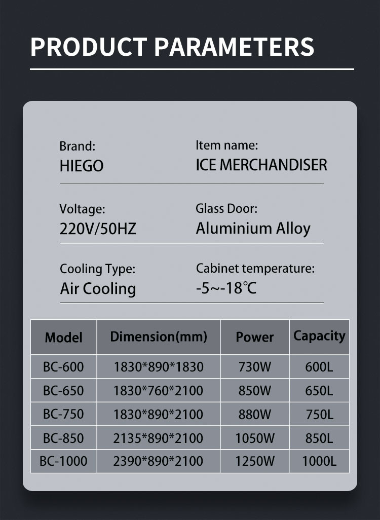 1841L R404a Bagged Ice Merchandiser With Heating Glass Door