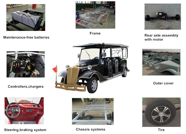 Electric Eight Seater Golf Cart For Villas / Club , Smooth Driving Electric Tour Bus