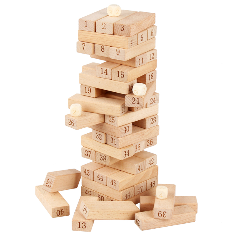 Digital 51PCS Log Building Blocks Dominos Jenga Blocks