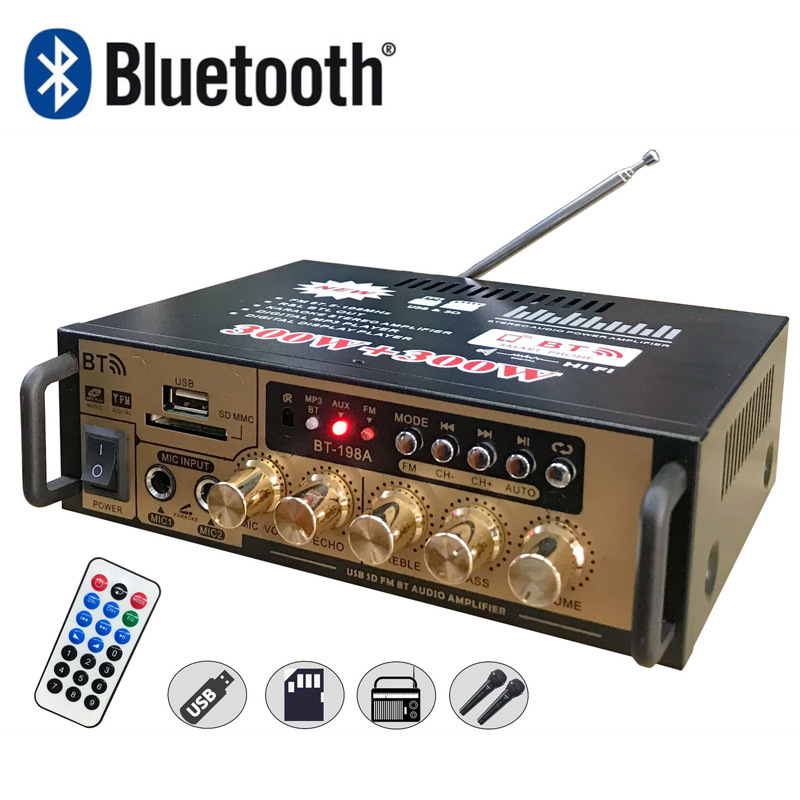 Home Audio Amplifier Mini 12V Lossless U Disk Radio with 2 Channels 2.0 and BT Board
