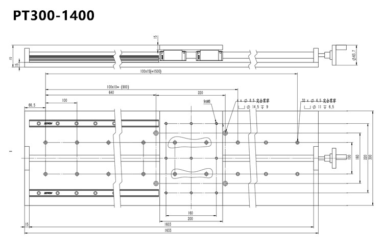 Hand Sliding Manual Linear Stage Large Table Top Load 100kg Displacement