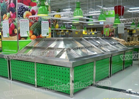 Supermarket 1.2M 1.65M Vegetable Fruit Green 150kg Display Stands For Vegetables