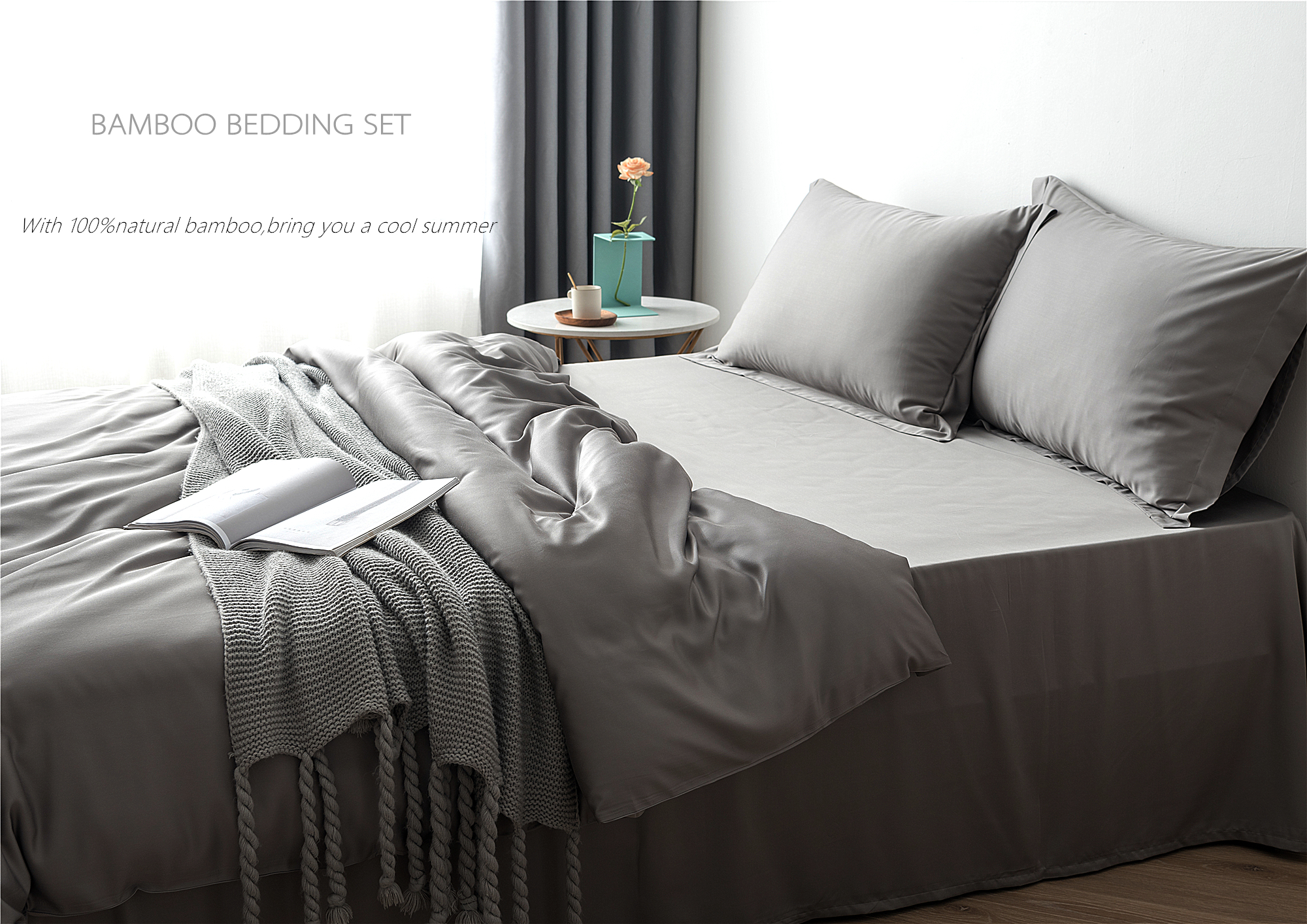 300TC Bamboo Bed Sheets Standard Size and Solid Pattern for a Luxurious Bedding Set
