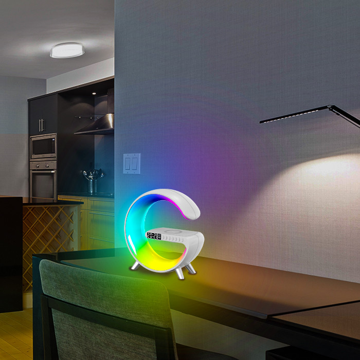 White/Black G Speaker Lamp with Bluetooth and Voice Control
