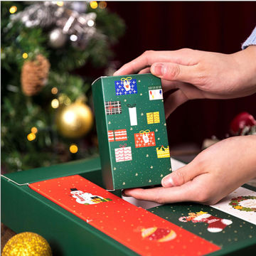 Christmas Custom Empty Candy Advent Calendar Packaging Cuboid Surprise Gift Paper Box