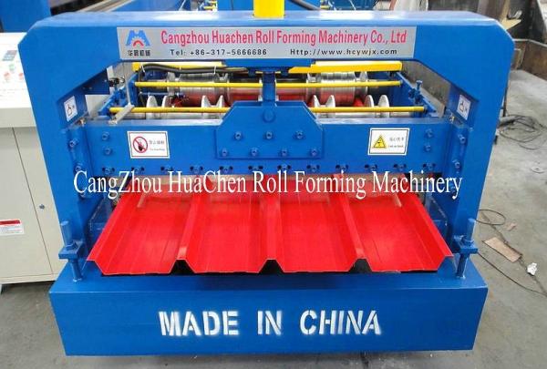 Colored Steel trapezoid Roll Forming Machine For Roofing Sheet , low noise