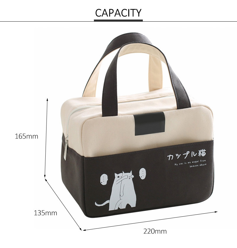 Portable Children Waxed Canvas Insulated Cooler Lunch Box