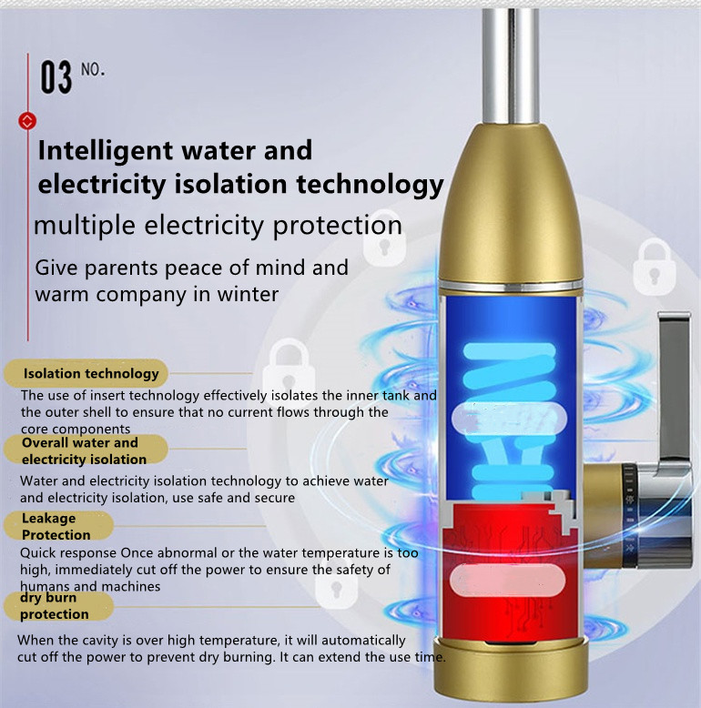 LCD Display Electric Kitchen Water Heater Tap 0.04-0.5MPA LVD For Sink