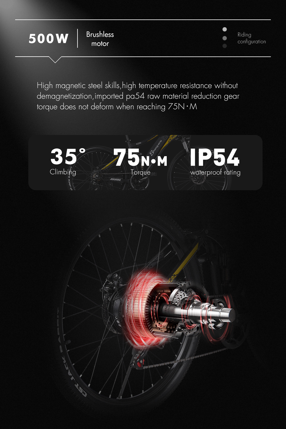 Full Suspension Rear Hub Motor Electric Bicycle 48V 17Ah 500W 27.5 Inch Wheel Size