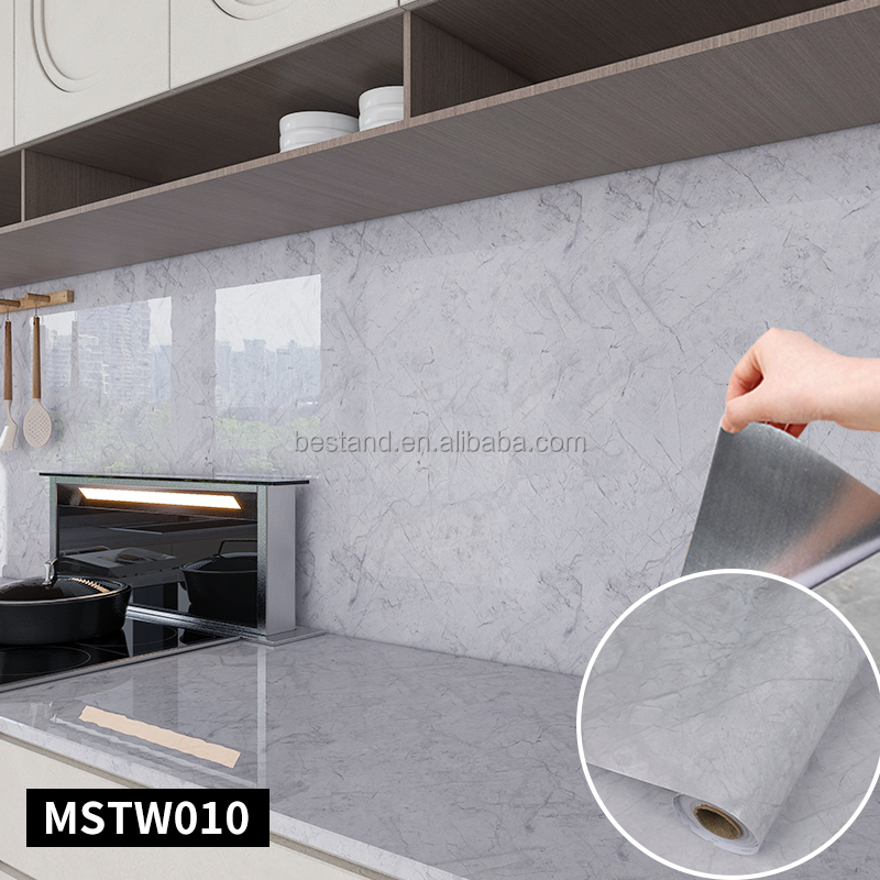 60cm*10m Roll Marble Stick And Peel Wallpaper For Kitchen Bedroom