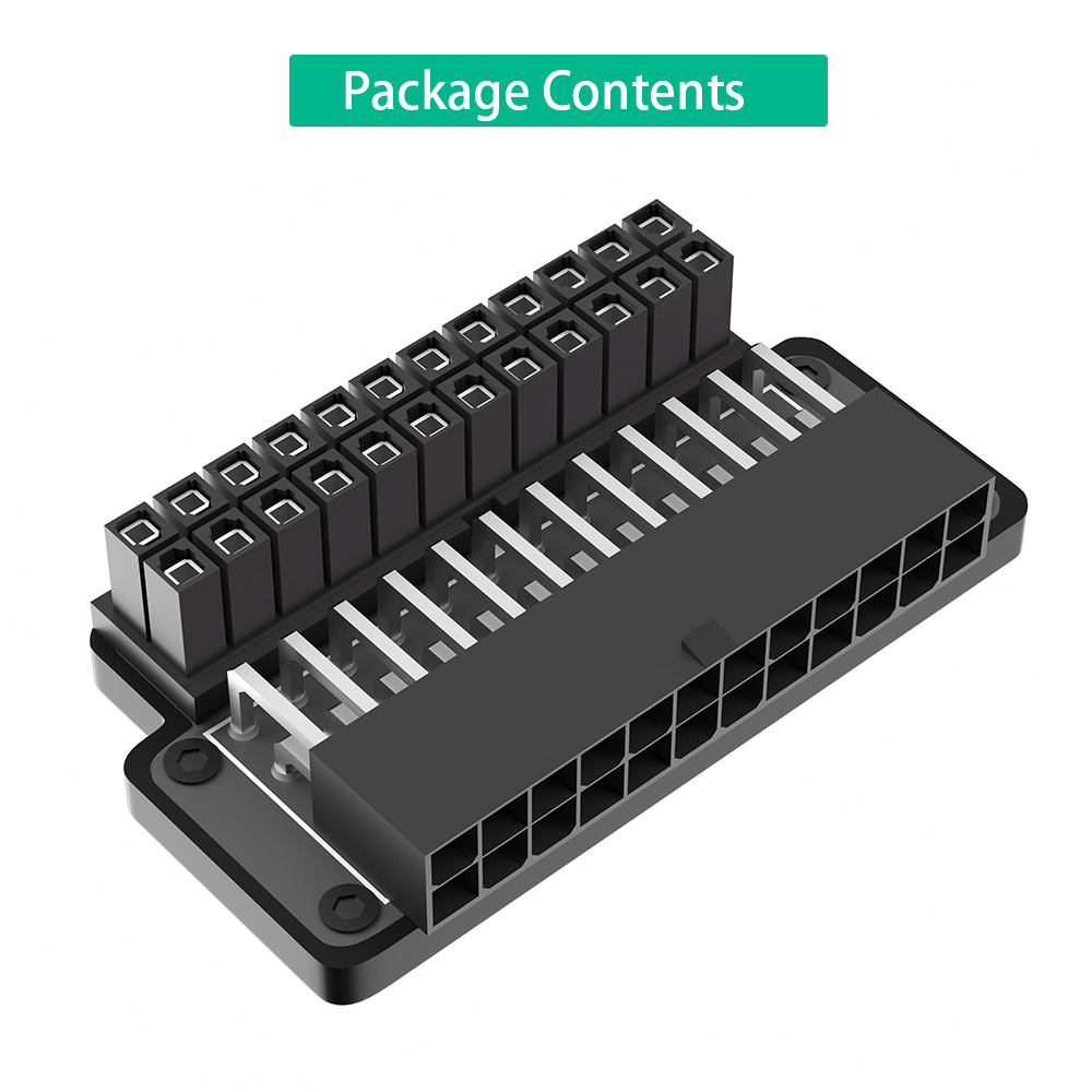 ATX 24Pin Female To 24pin Male 90 Degree Power Adapter With Power OK And Stand By LED And ABS Plastic Top Cover