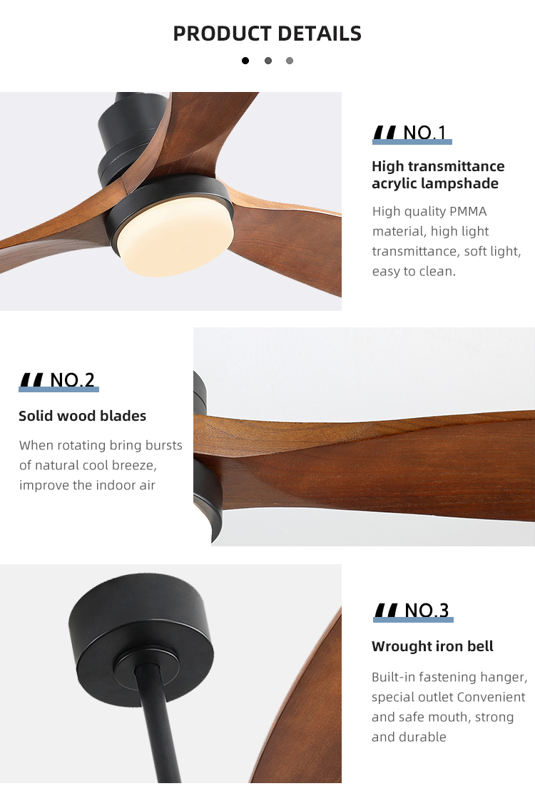 4100K 3 Blade Wood Ceiling Fan Light