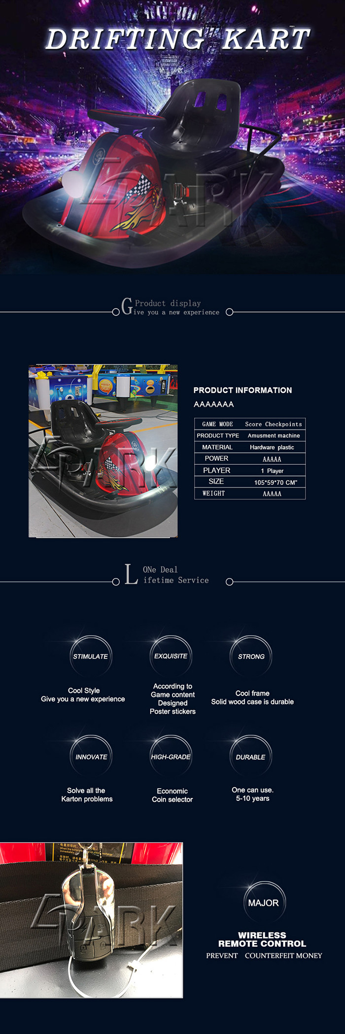 Battery Ride - On Amusement Car Panyu Kids Go Kart Size 150*145*85CM