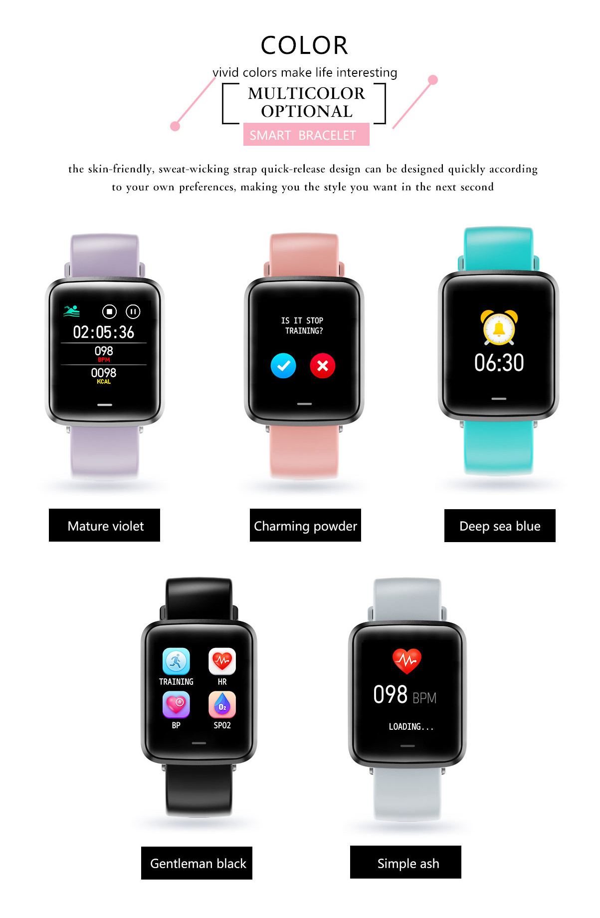 Hazel Full Heart Rate Smartwatch Touch Screen Smart Watch H19D Dynamic 1.3 Inch