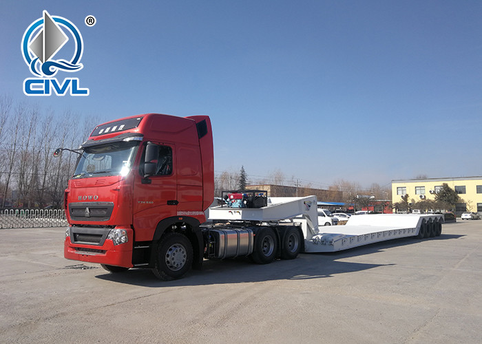 Lowbed semi Trailer With 4 Axles Famous Brand Parts High Strength