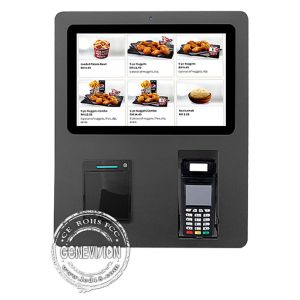 15.6 Inch WiFi Landscape Self Service Kiosk With Printer And Scanner Black Color