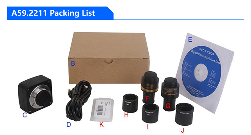 Digital CMOS Microscope Eyepiece Camera A59.2211 C Mount Eyepiece USB3.0