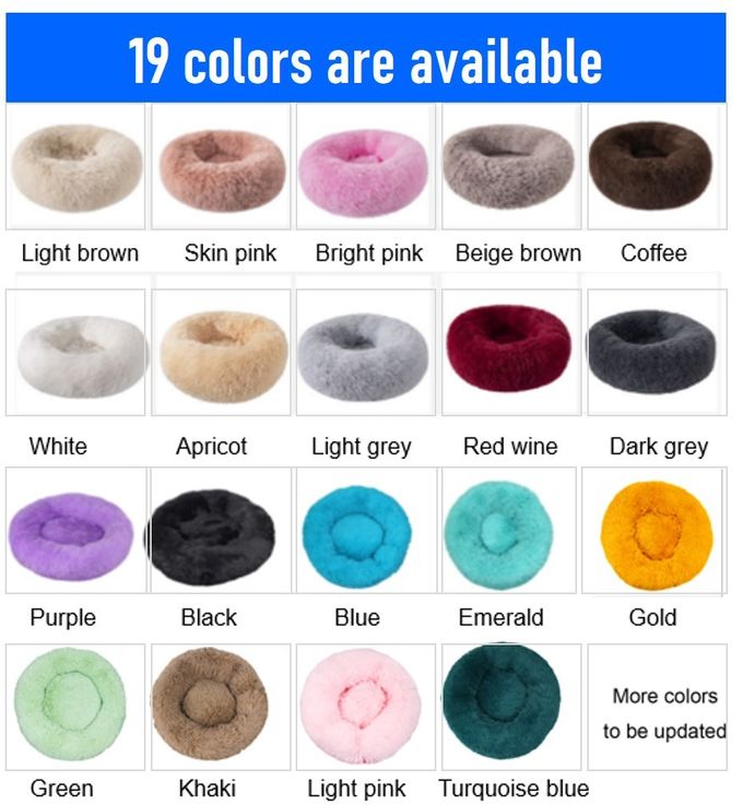 Calming Fluffy Round Pet Bed Waterproof 50cm Custom Winter Warm Cat Bed ODM