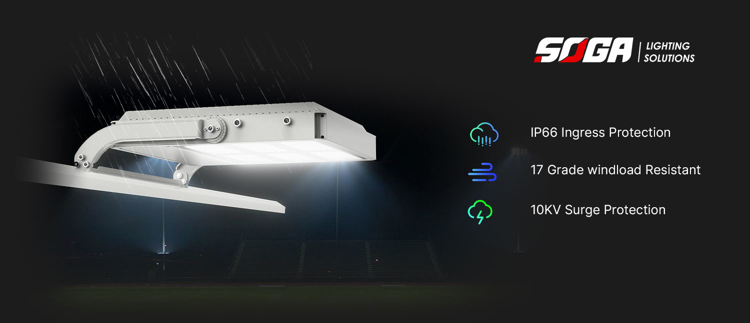 10KV LED Sports Field Lights Streamlined Sport Court Lighting