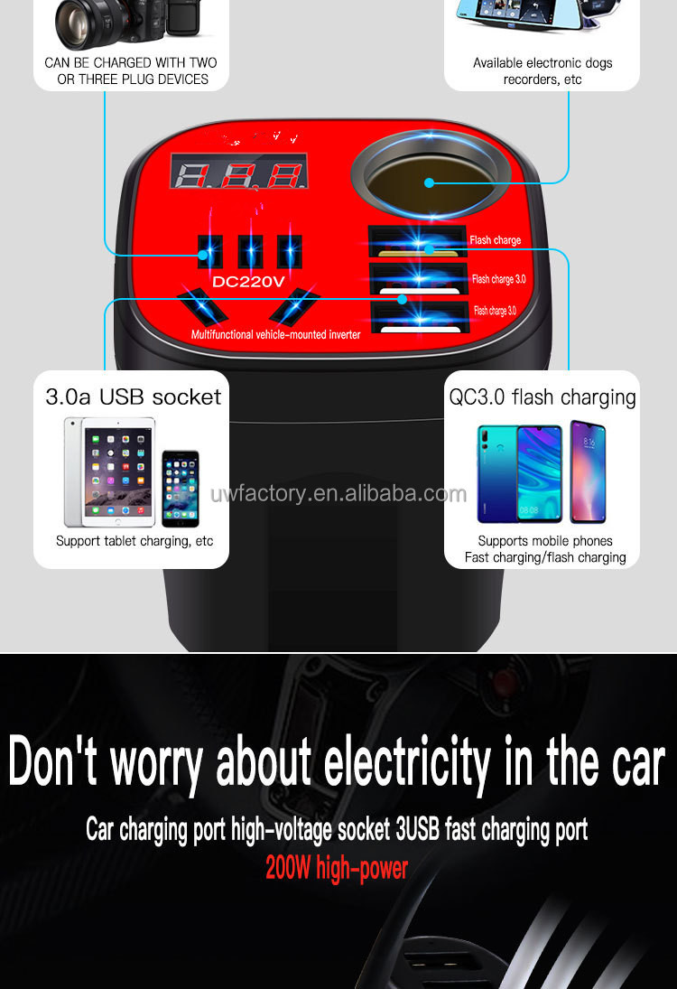 Smart Cooling Universal Power Inverter Auto 12V/24V USB Port Inverter Converter for Cooling Car Refrigerator