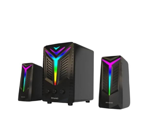 Satellite Speakers 20W Subwoofer High-gloss Black Finish RGB Lighting Portable
