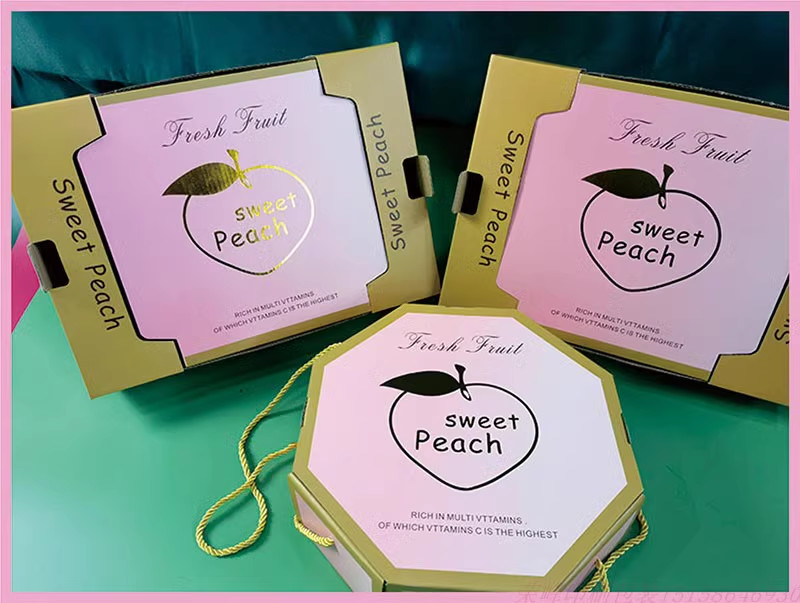 Peach Cardboard Fruit Tray Gift Pack Foldable With Foam Cardboard Insert