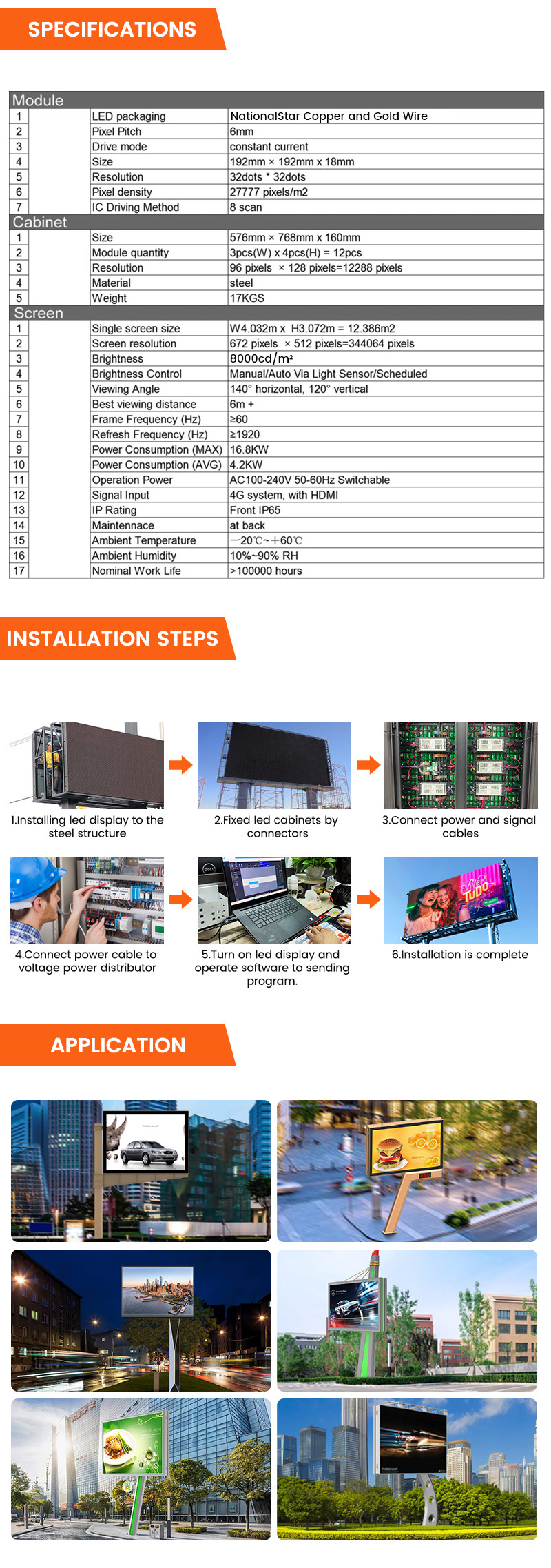 Customized high end design 1920hz p6 waterproof outdoor advertising display led billboard
