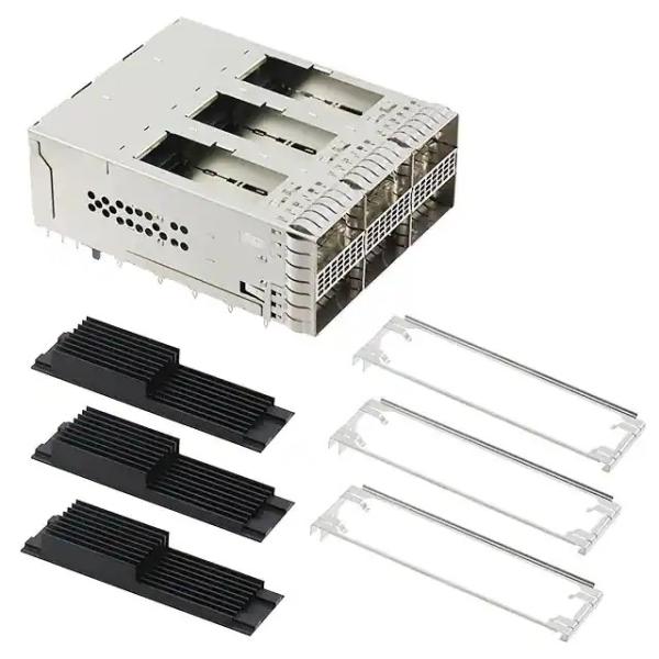 TE 2299924-3 ZQSFP+ Cage Assembly With Heat Sink 2x3 Port With Integrated
