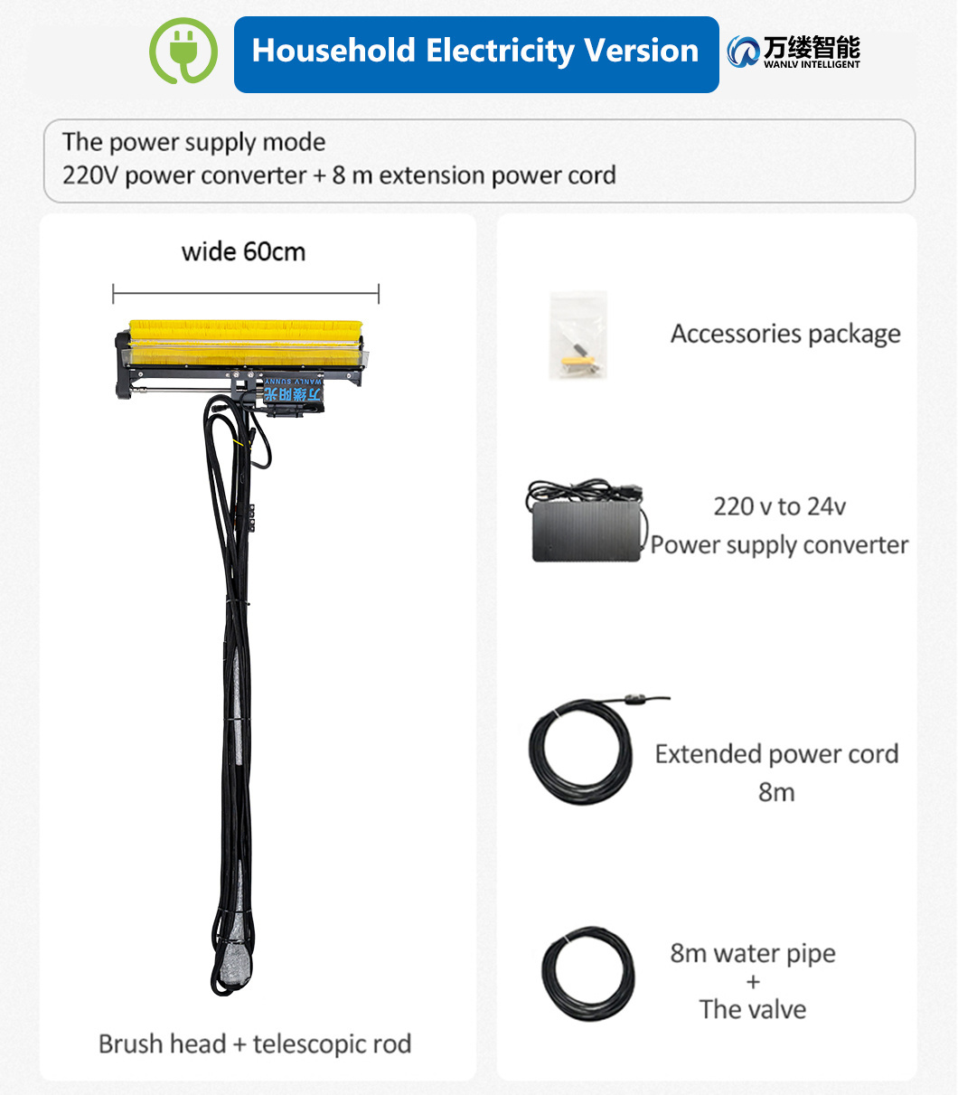 High-Quality Water Powered Solar Panel Cleaning Brush Electric Rolling Brush for Solar Panel Cleaning Car Washing
