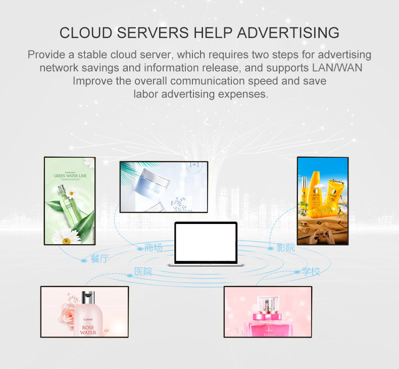 65 75 85 Inch Player Advertising Ultra Thin HD Wall Lcd Panel For Video Wall