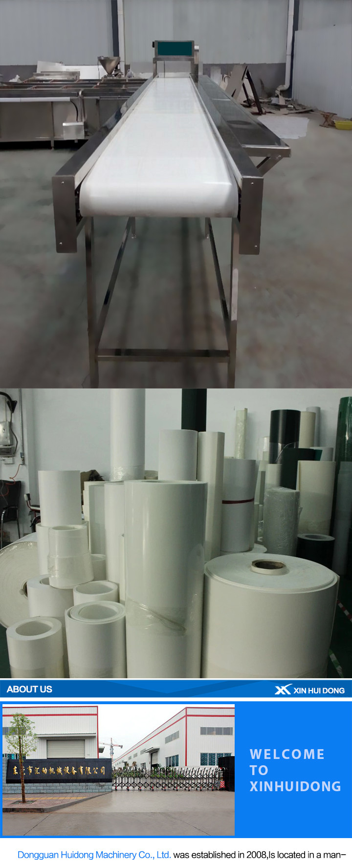 PVC / PU White Rubber Conveyor Belt Food Grade With Customized Size