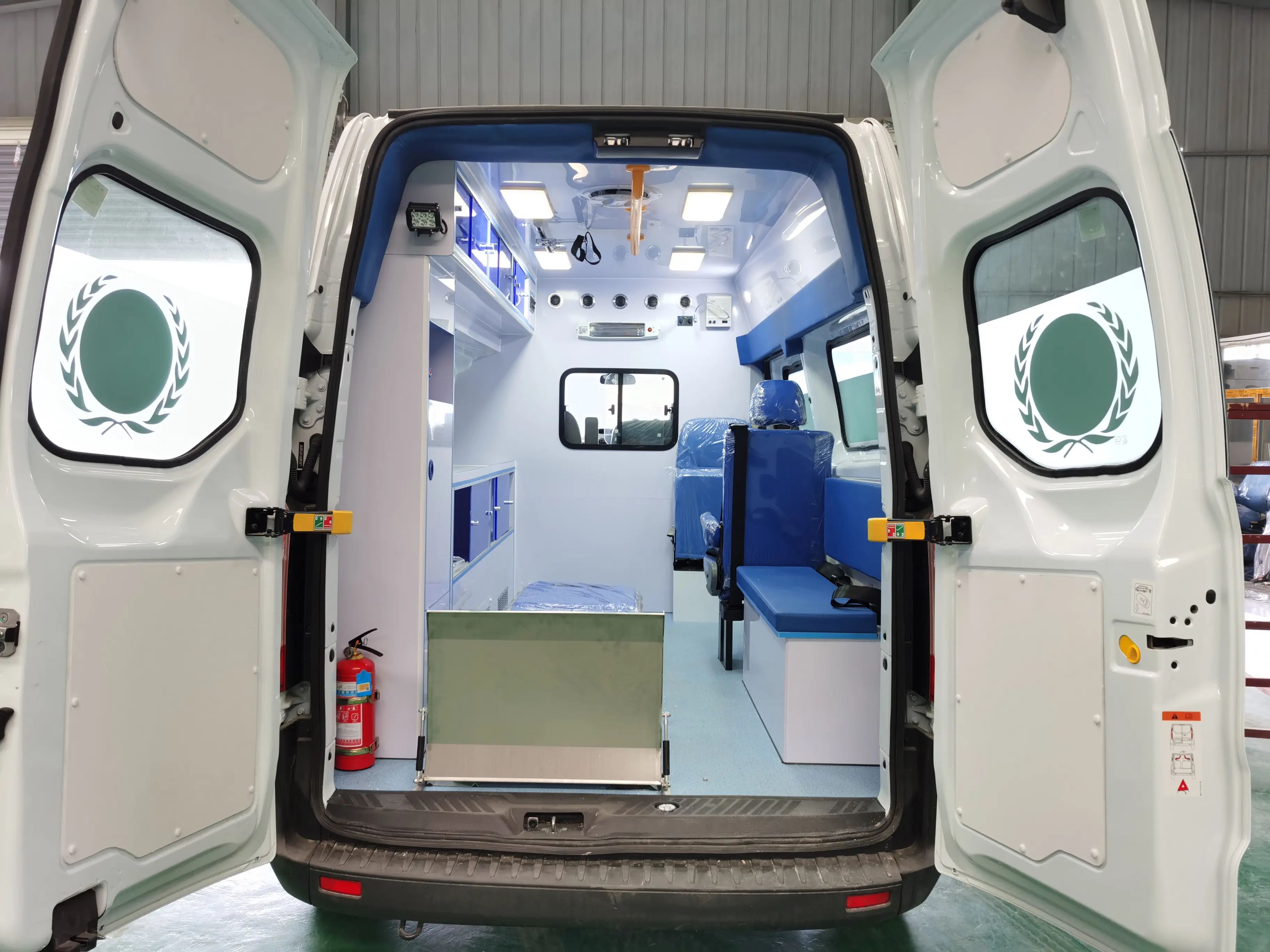 Full Set Of Basic Medical Equipment And Ventilation System On Board The Ambulance For Routine First Aid Duties