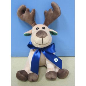 Big Christmas Plush Toys Moose / Reindeer Stuffed Animals With Ribbon
