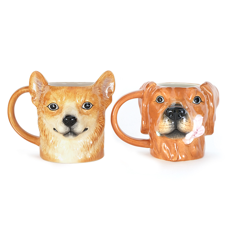 Best Selling cute earthenware 3d dog shaped Animal Ceramic Mugs Design with 3D handpaint zara