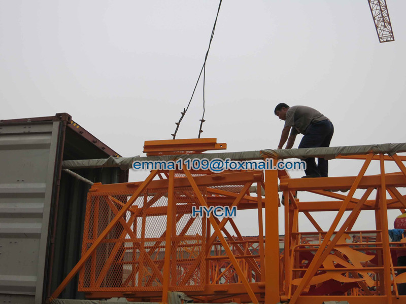 QTZ80 60m Boom Top Slewing Tower Crane 6 Tons Load With 2.8m Zoomlion Mast Section